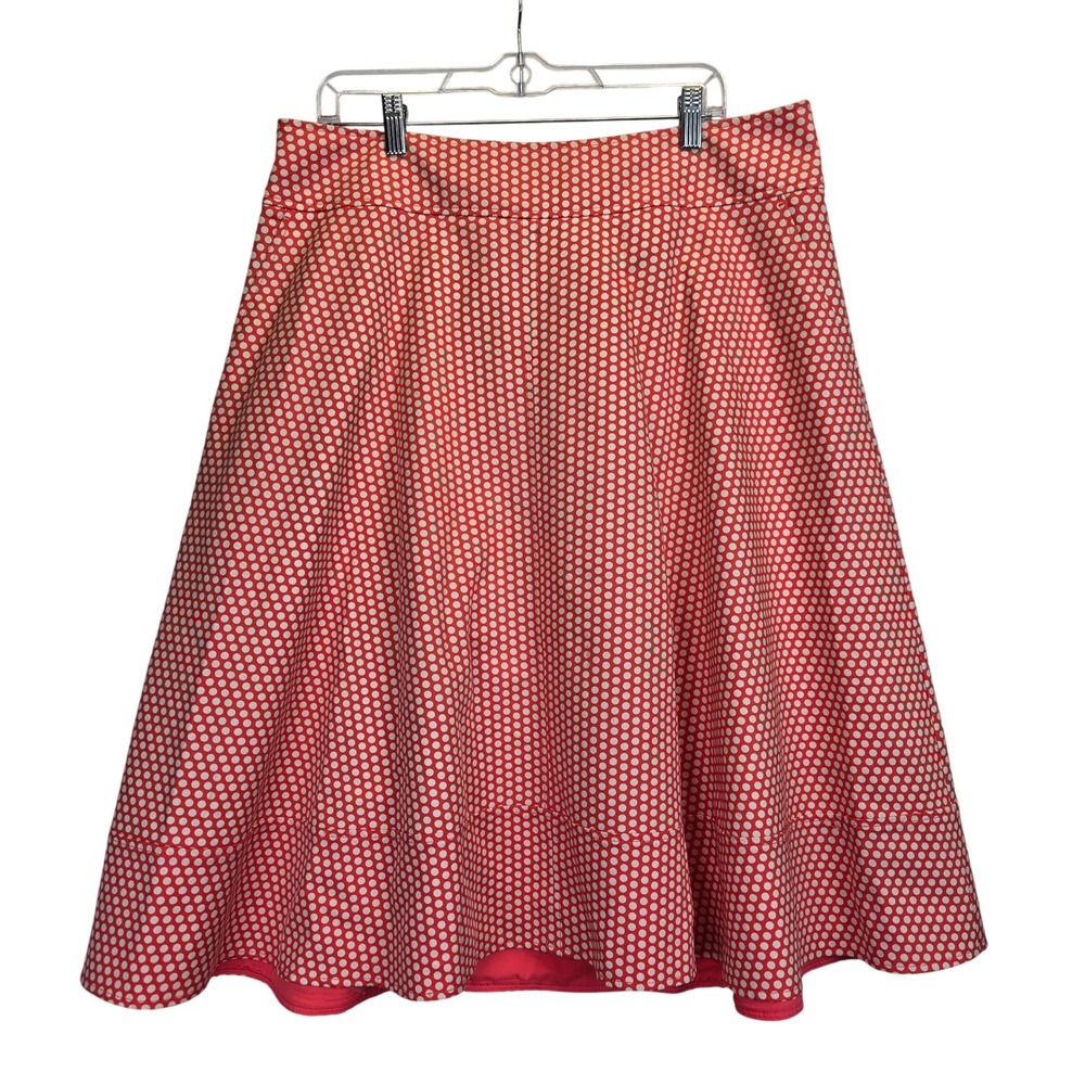 Lane Bryant Modernist Collection Orange White Polka Dot Midi Skirt Women Size 16